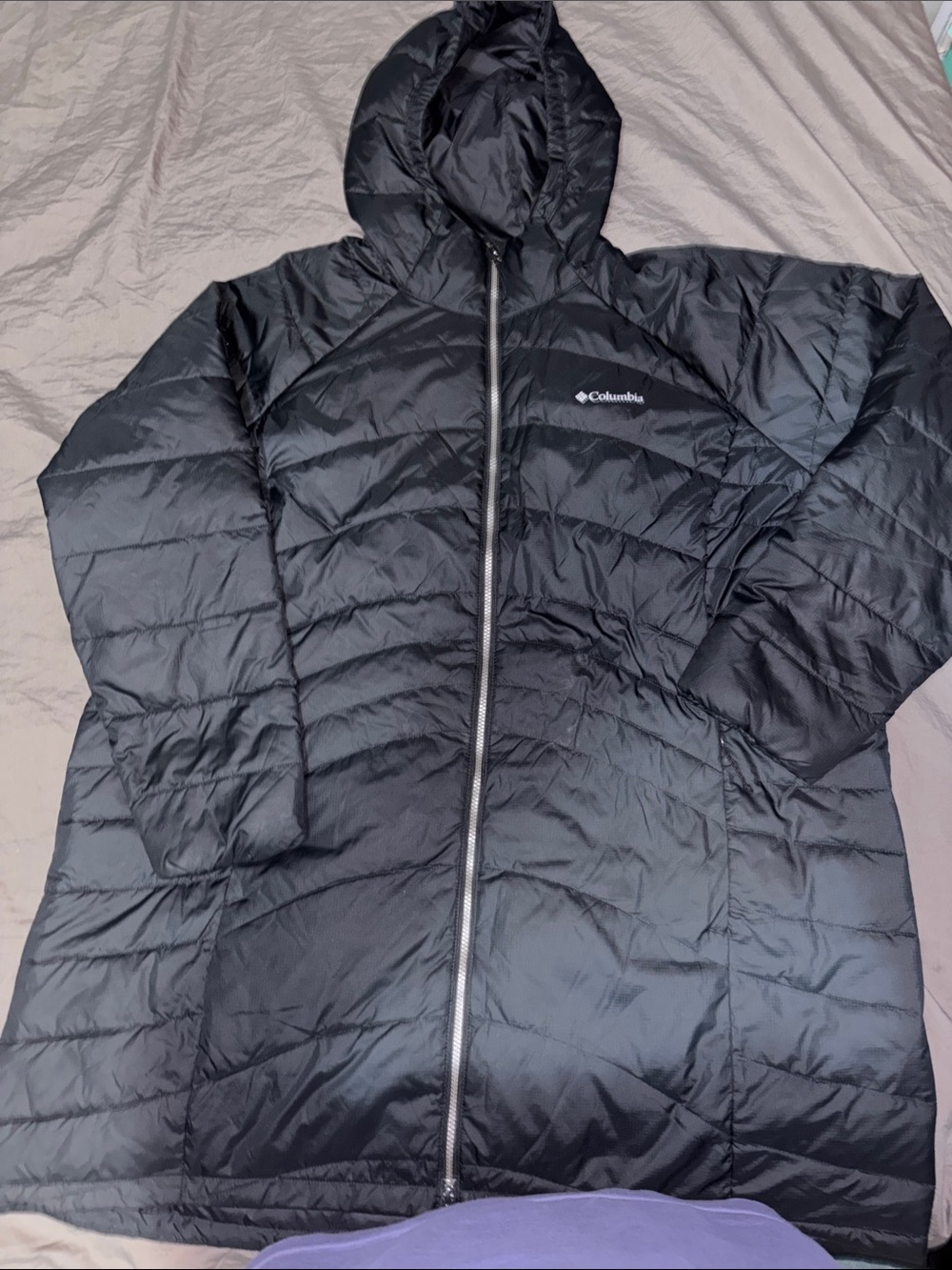 Columbia Black Hooded Quilted Puffer Coat